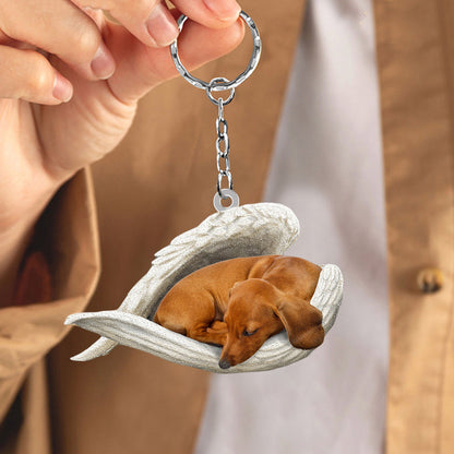 Dachshund Sleeping Angel Acrylic Keychain Dog Sleeping keychain KO0194