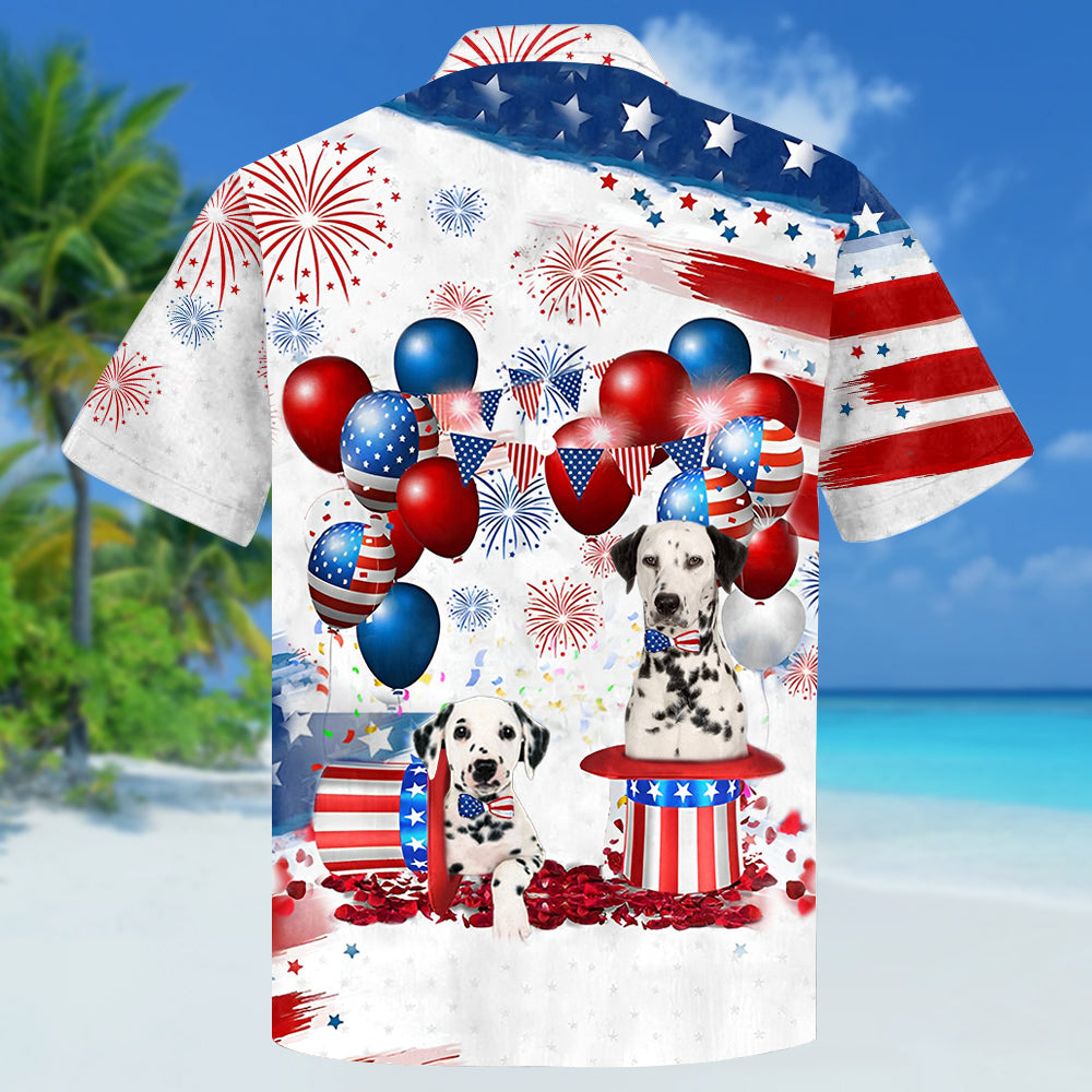 Dalmatian Independence Day Hawaiian Shirt, Dog Hawaii Beach Shirt Short Sleeve For 4Th Of July HO3909