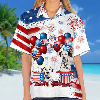 Dalmatian Independence Day Hawaiian Shirt, Dog Hawaii Beach Shirt Short Sleeve For 4Th Of July HO3909