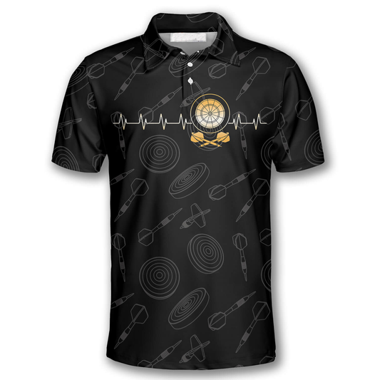 Darts Heart Beat and Board Arrow Darts Shirts for Men Darts Polo Shirt DMO0164