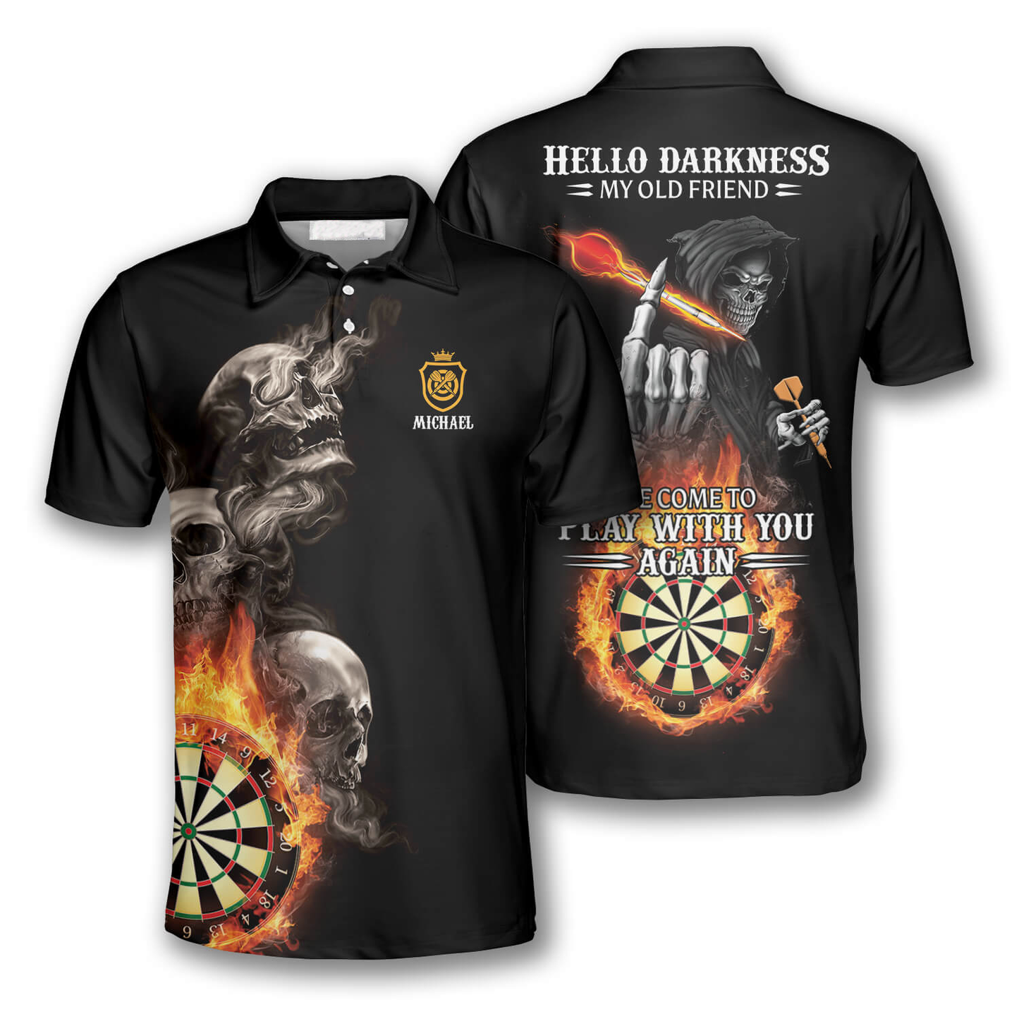 Darts Hello Darkness My Old Friend Custom Darts Shirts for Men, Dart Fire Shirt DMO0059