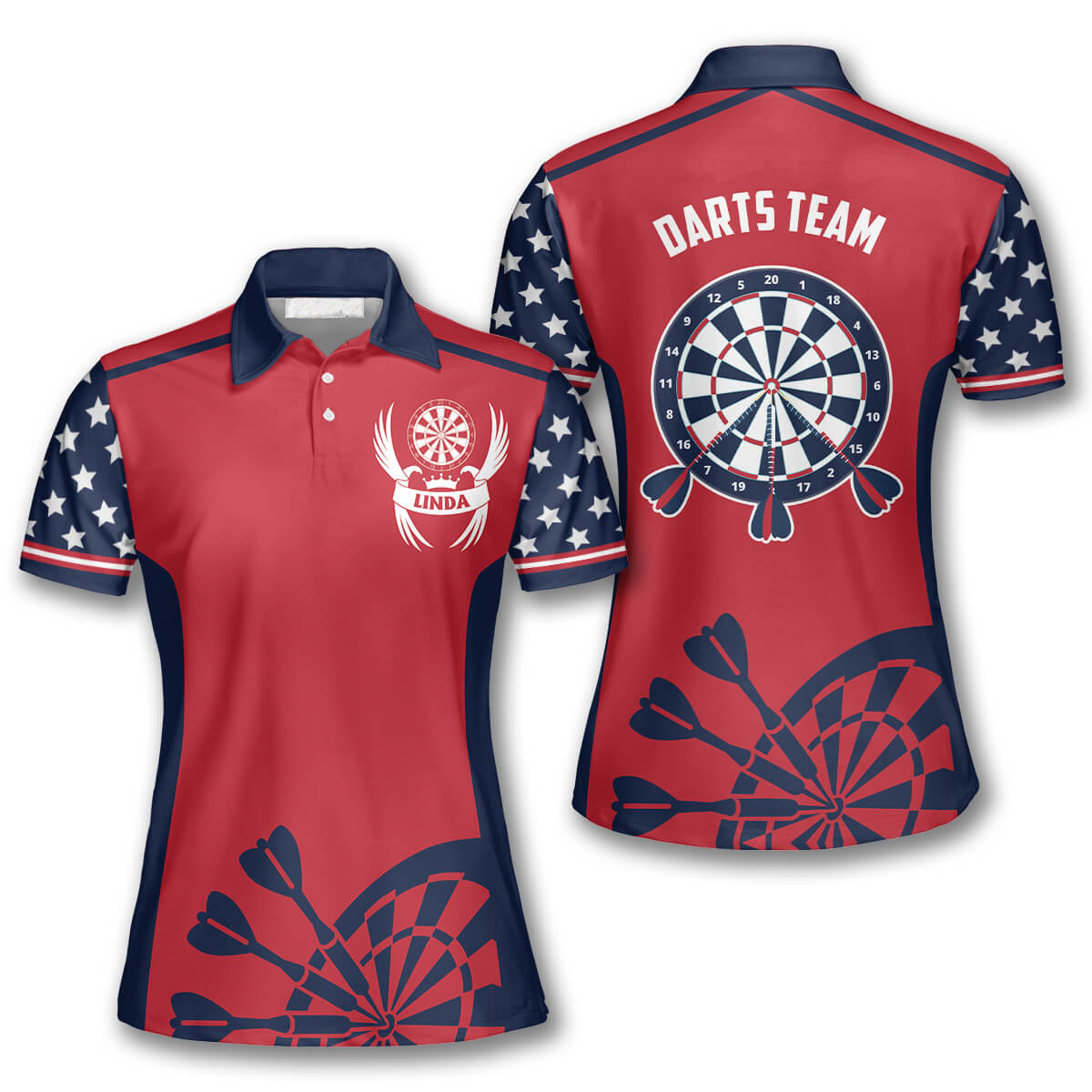 Patriotic Custom Darts Shirts for Women, Personalized 3D All Print Dart Women Shirt DMO0123