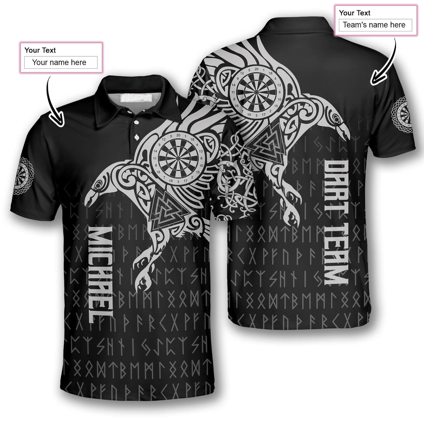 Viking The Raven Of Odin Viking Tattoo Custom Darts Shirts for Men DMO0031