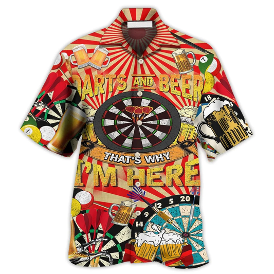 Darts And Beer That's Why I'm Here Hawaiian Shirt, 3D Printed Dart Hawaii Shirt, Dart Gift HO4173