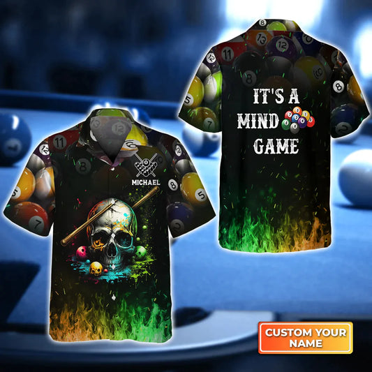 Lasfour Dead Stroke Skull Billiard On Fire Personalized Name Hawaiian Shirt BIA0121