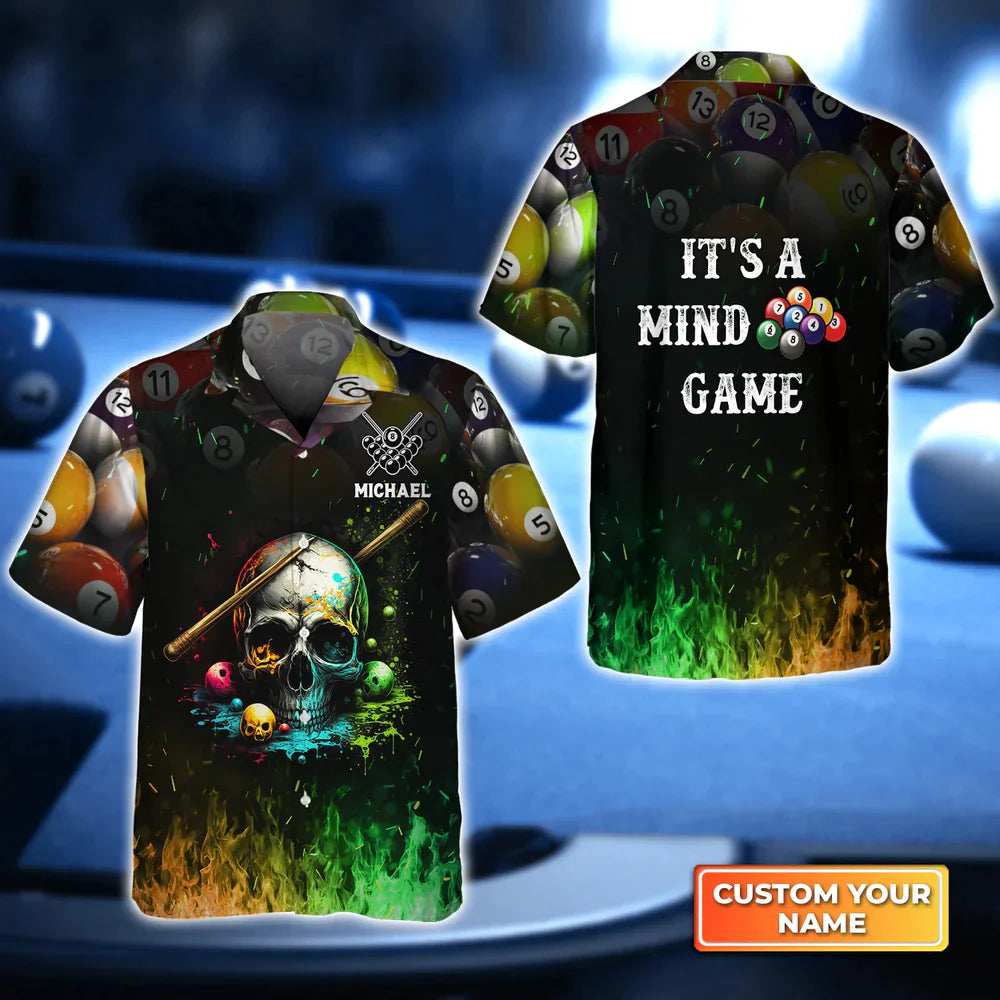 Dead Stroke Skull Billiard On Fire 3D Hawaiian Shirt, Billiard team shirt, Billiard shirt for men and women HO4104