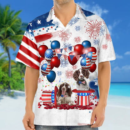 English Springer Spaniel Independence Day Hawaiian Shirt, Dog Hawaii Beach Shirt Short Sleeve For 4Th Of July HO3933