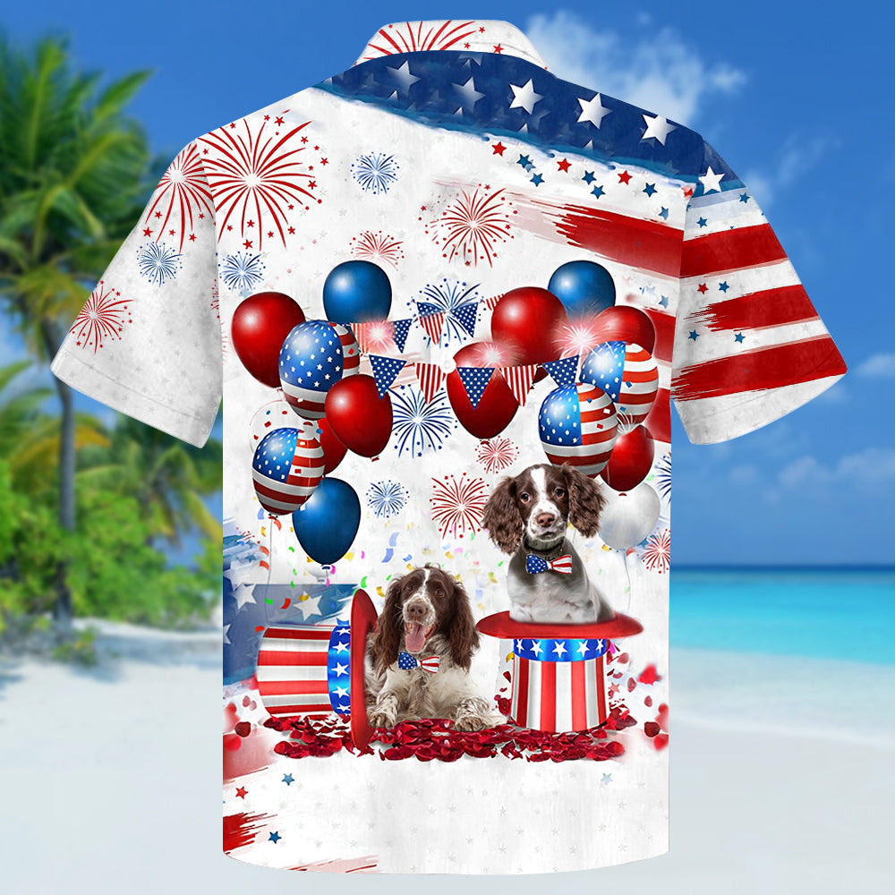 English Springer Spaniel Independence Day Hawaiian Shirt, Dog Hawaii Beach Shirt Short Sleeve For 4Th Of July HO3933