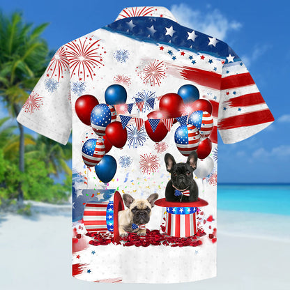 French bulldog Independence Day Hawaiian Shirt, Dog Hawaii Beach Shirt Short Sleeve For 4Th Of July HO3937