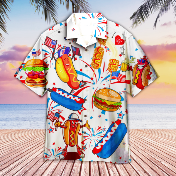 Funny American Hot Dog 4Th Of July Independence Day Hawaiian Shirt For Men & Women, Hot Dog Hawaiian Shirt HO5011