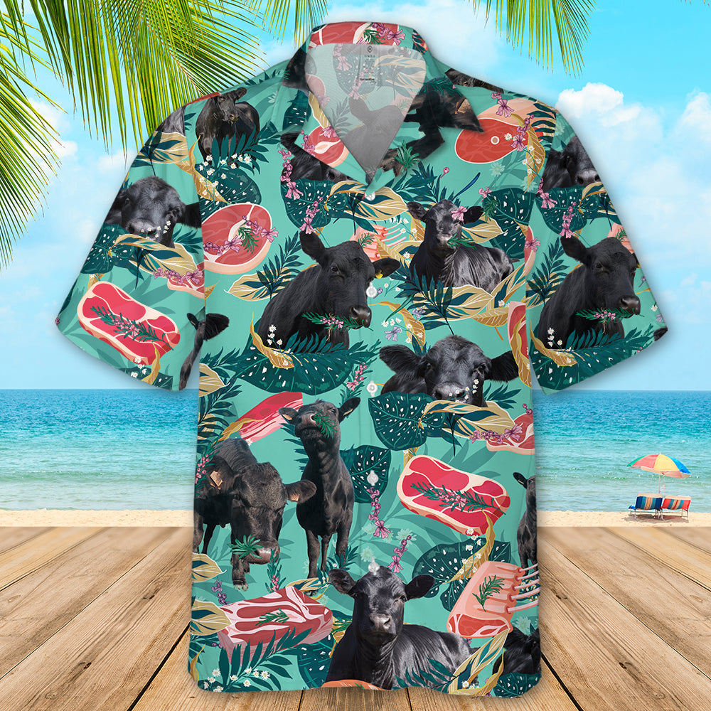 Funny Angus Cattle Beef Hawaiian Shirt - Cattle Beach Shirt HO0621