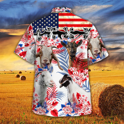 Goat Lovers American Flag Hawaiian Shirt, Goat aloha Hawaiian shirt, Goat shit HO2614