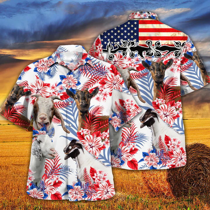 Goat Lovers American Flag Hawaiian Shirt, Goat aloha Hawaiian shirt, Goat shit HO2614