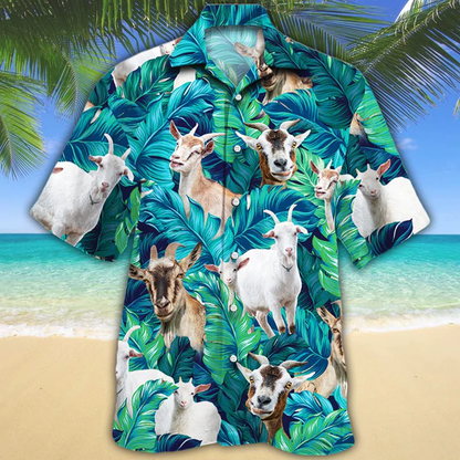 Goat Lovers Hawaiian Shirt, Goat Short Sleeve Hawaiian Aloha Shirt, Hawaii shirt for men, Hawaii shirt women HO2637