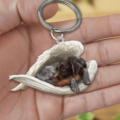 German Wirehaired Pointer Sleeping Angel Acrylic Keychain Dog Sleeping keychain KO0198