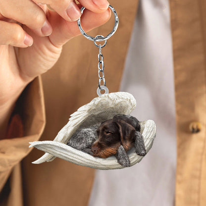 German Wirehaired Pointer Sleeping Angel Acrylic Keychain Dog Sleeping keychain KO0198