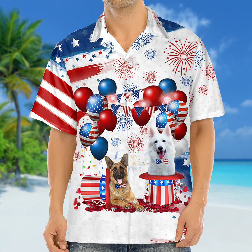 German Shepherd Independence Day Hawaiian Shirt, Dog Hawaii Beach Shirt Short Sleeve For 4Th Of July HO3911