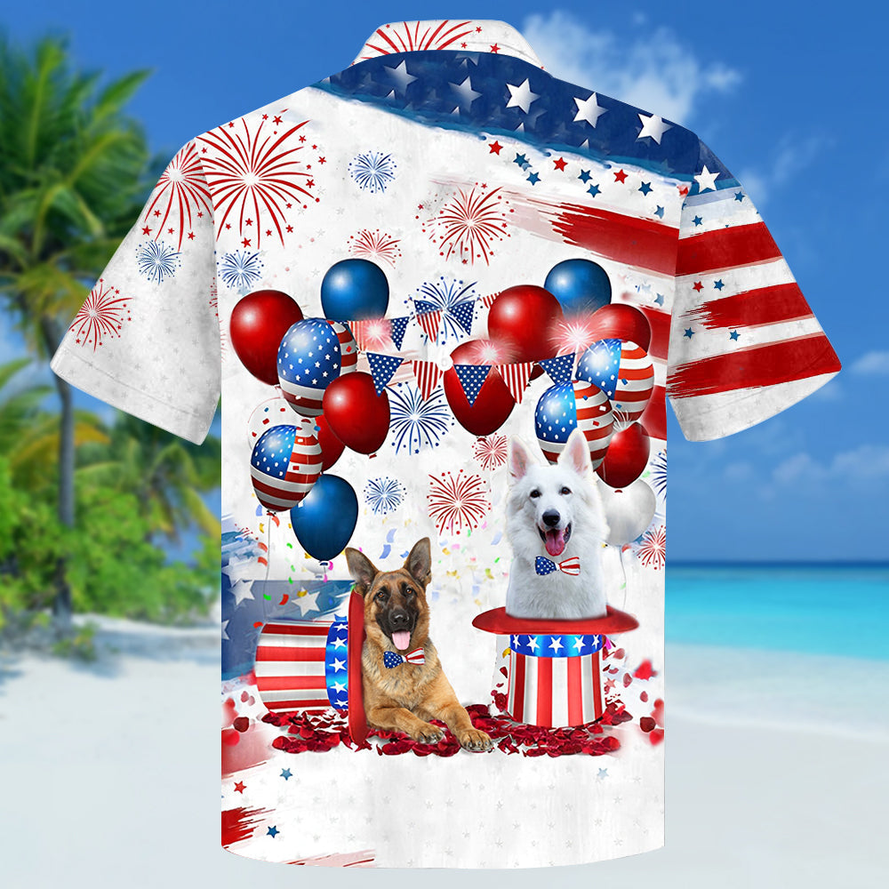 German Shepherd Independence Day Hawaiian Shirt, Dog Hawaii Beach Shirt Short Sleeve For 4Th Of July HO3911