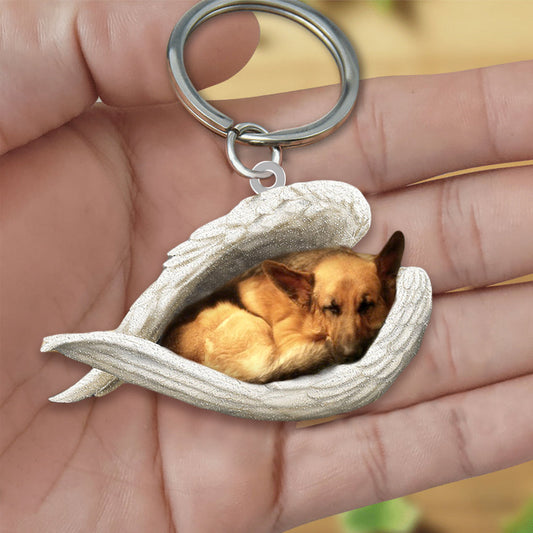 German Shepherd Sleeping Angel Acrylic Keychain Dog Sleeping keychain KO0190