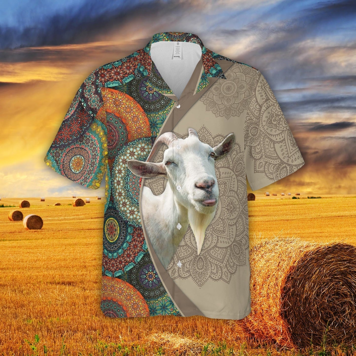 Mandala Pattern Cool Goat Sublimation On Hawaiian Shirt HO5378