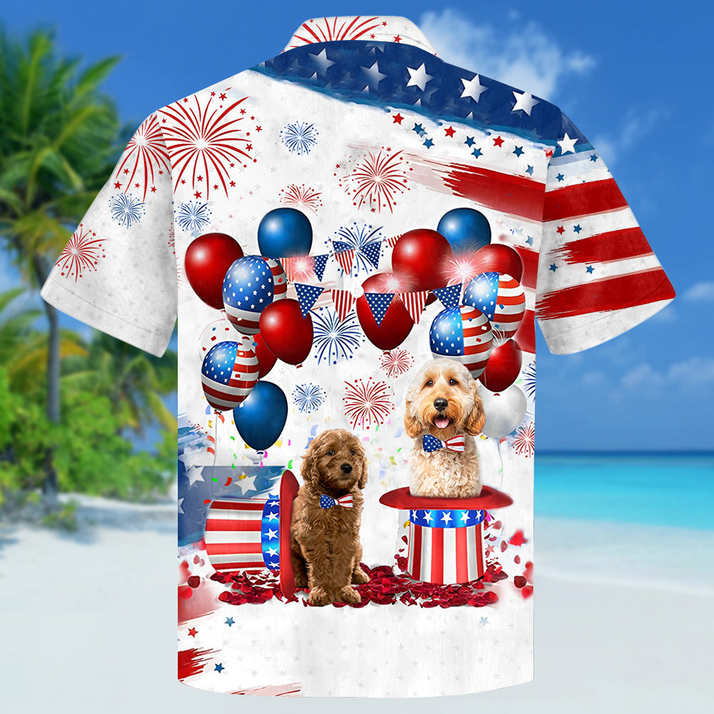 Goldendoodle Independence Day Hawaiian Shirt, Dog Hawaii Beach Shirt Short Sleeve For 4Th Of July HO3913