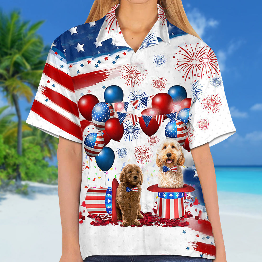 Goldendoodle Independence Day Hawaiian Shirt, Dog Hawaii Beach Shirt Short Sleeve For 4Th Of July HO3913