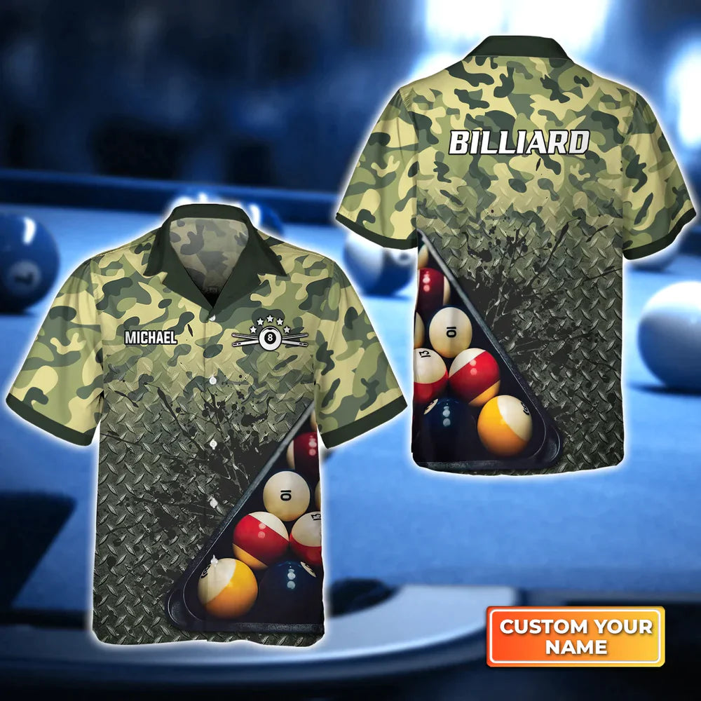 Green Camo Billiard 3D Hawaiian Shirt, Darts Hawaiian Shirt For Men, Women, Darts Team shirt HO4107