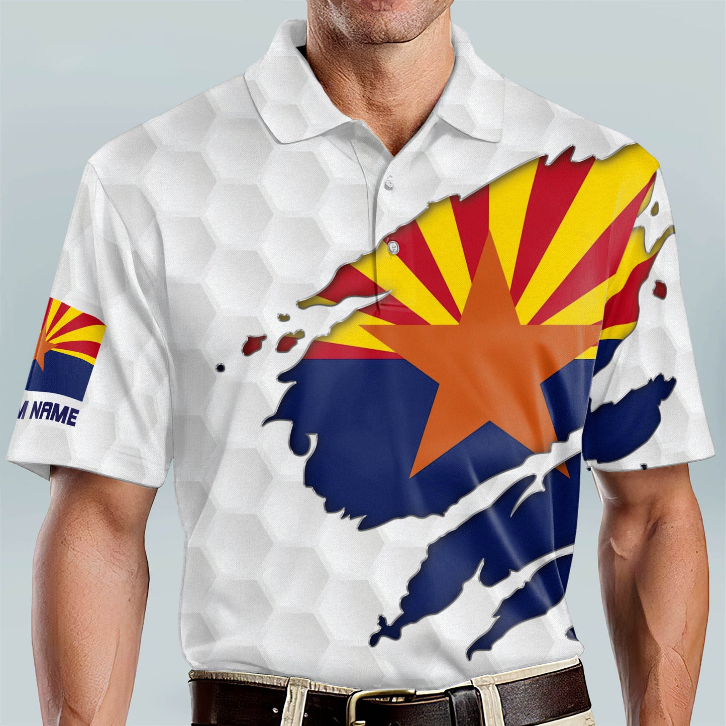 Custom Crazy Texas Flag Arizona Golf Polo Shirt GM0347