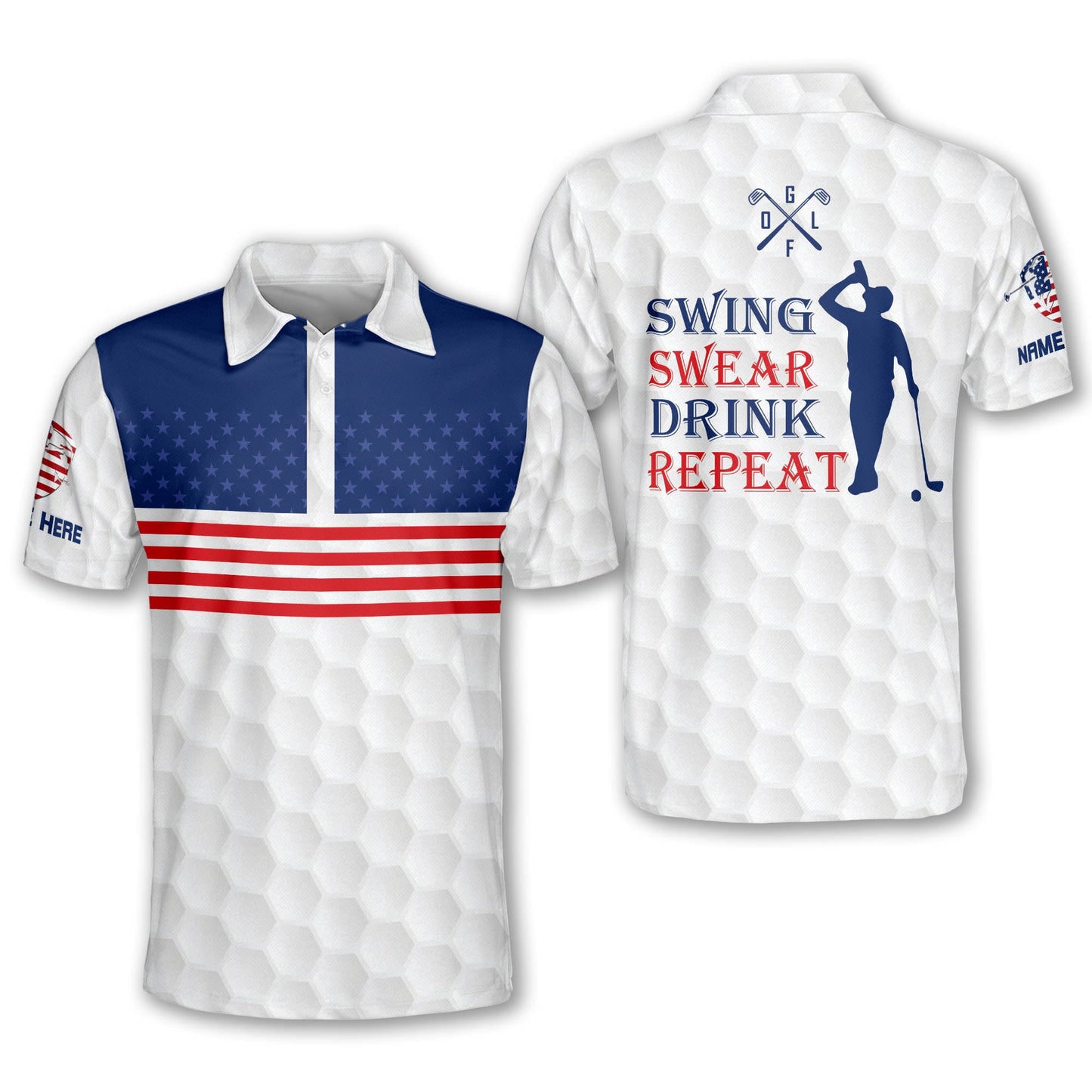 Swing Swear Drink Repeat Golf Polo Shirt GM0358