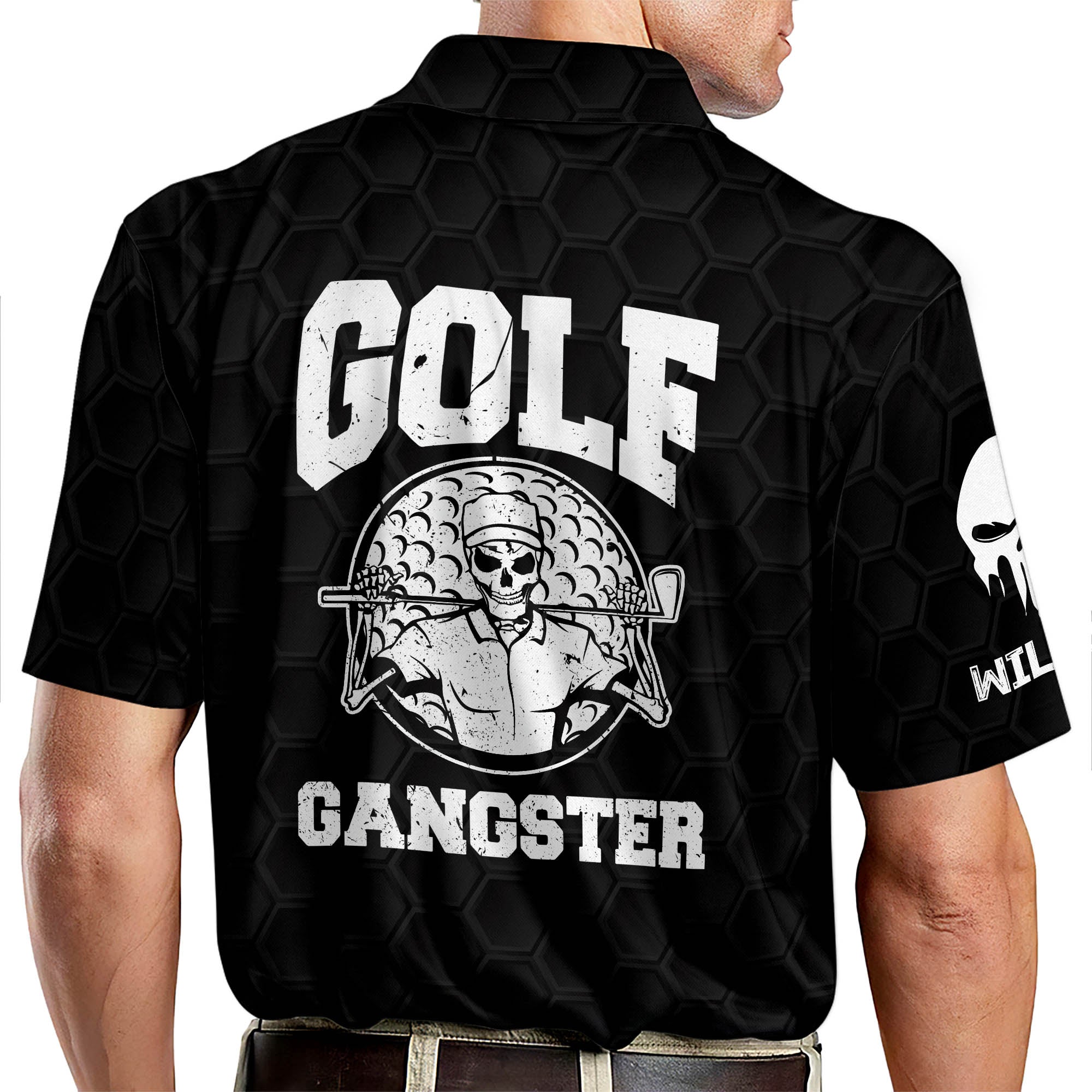 Lasfour Personalized Golf Polo Shirts for Men, Skull Golf Gangster