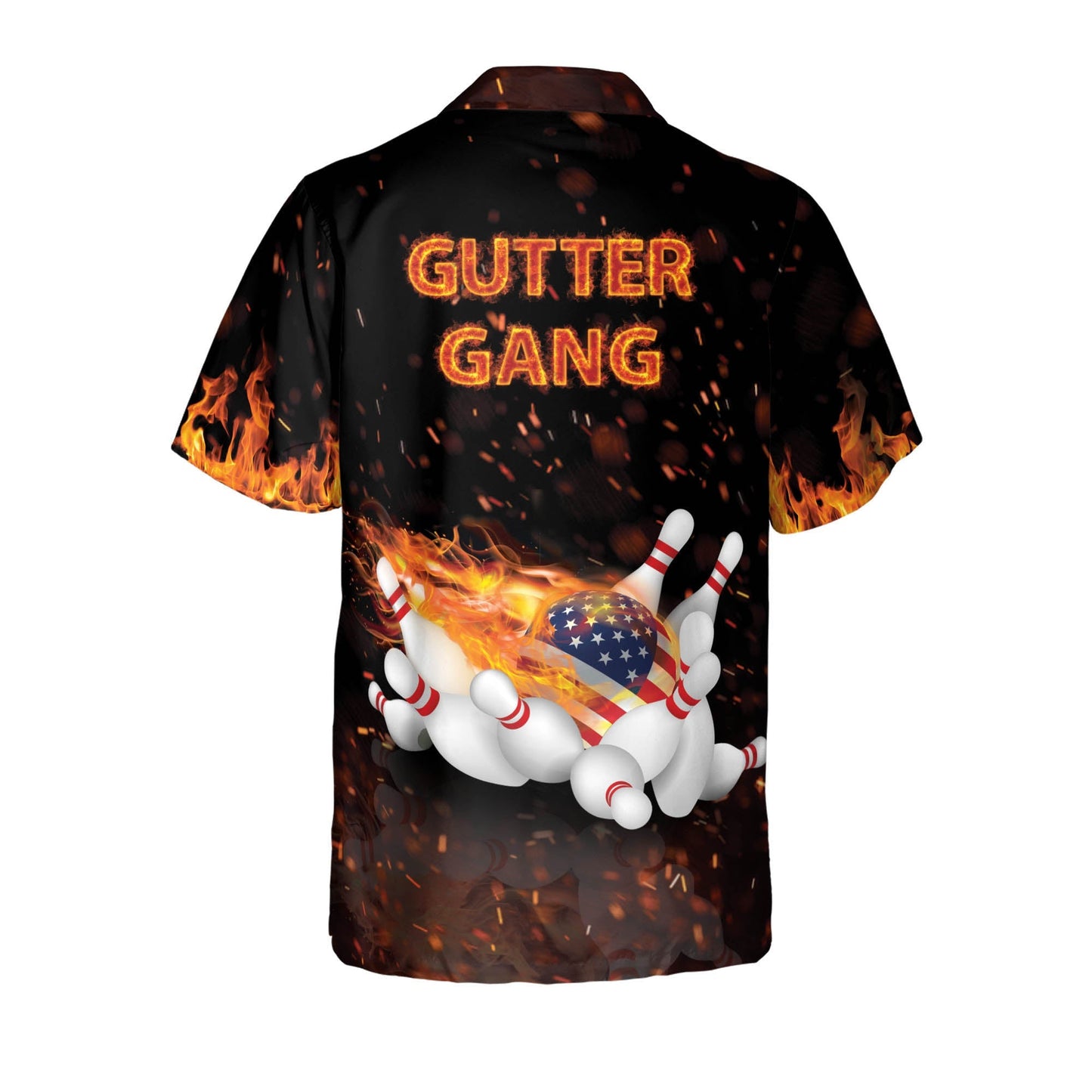 Personalized Name Flame Bowling Gutter Gang Hawaiian Shirt , Gift for Bowler, Flag Shirt HO3998