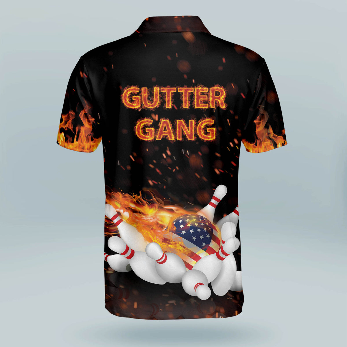 Lasfour Custom Bowling Shirts For Men, Flame Bowling Shirt, Short ...