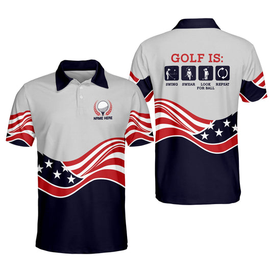 Golf Is Swing Swear Look for Ball Repeat Polo Shirt GM0310