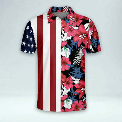 Flamingo Floral Summer Tropical Hawaiian Golf Polo Shirt GM0352