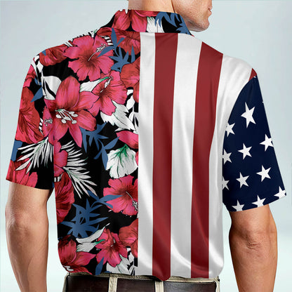 Flamingo Floral Summer Tropical Hawaiian Golf Polo Shirt GM0352