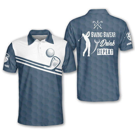 Swing Swear Drink Repeat Golf Polo Shirt GM0384