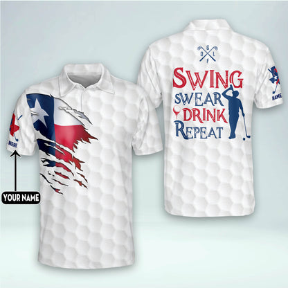 Swing Swear Drink Repeat Golf Polo Shirt GM0377