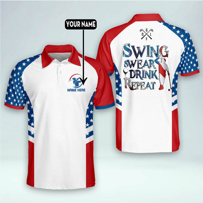 Swing Swear Drink Repeat Golf Polo Shirt GM0344