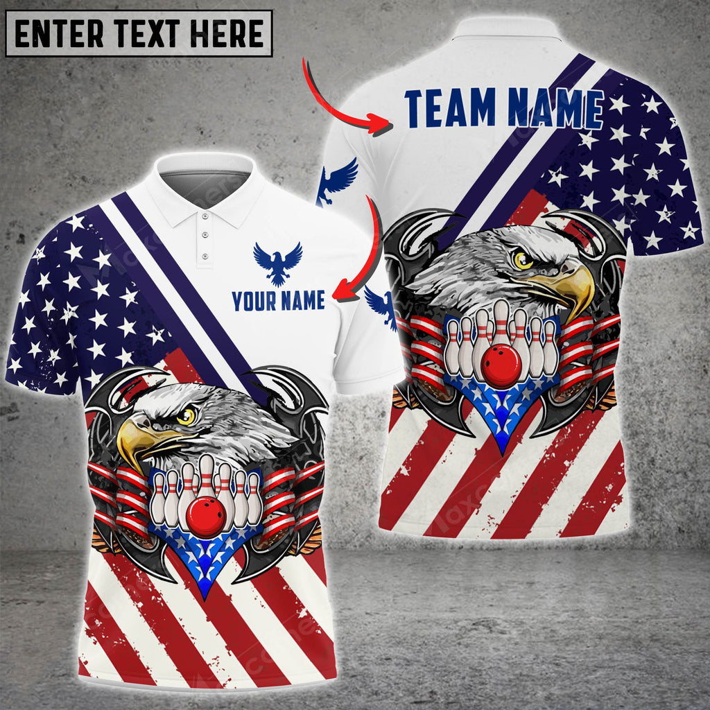 Custom Patriotic Bowling Polo Team Shirts BO0087