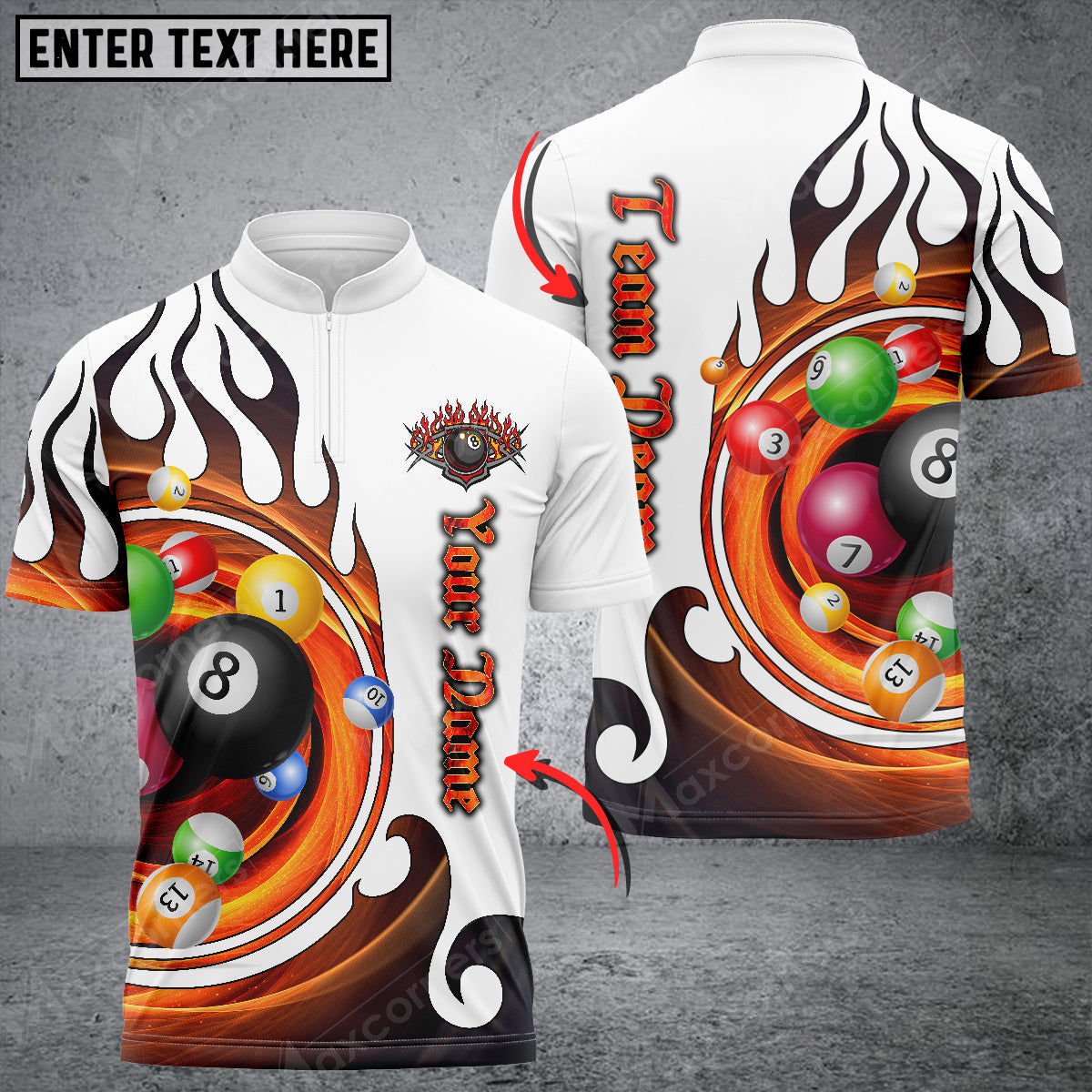 Lasfour Billiards Fire Tornado Personalized Name 3D Shirt (Multi Color Options) BIA0571