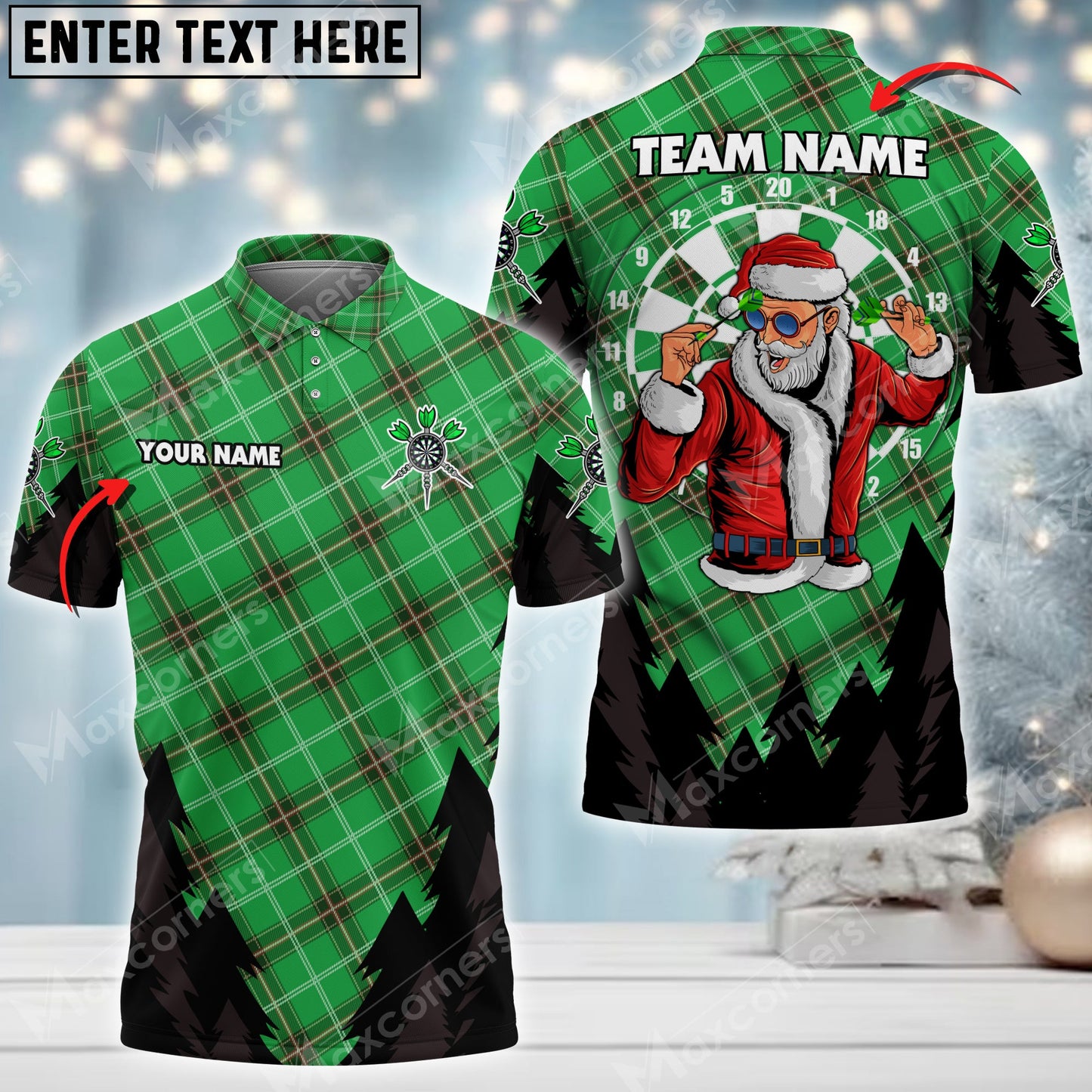 Lasfour Darts Christmas Plaid Customized Name And Team Name 3D Shirt DMA0035