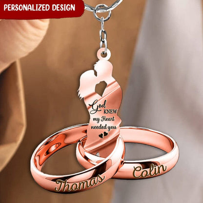 Custom Names Date Gift For Husband Wife Wedding Rings Couple Valentine Gift Acrylic Keychain KO0106