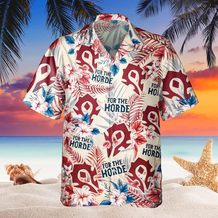 Funny World Of Warcraft Horde American Flag Hawaiian Shirts, Independence Day Hawaii Aloha Beach Shirt HO4773