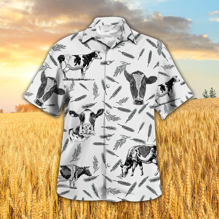 Hostein Pattern Hawaiian Shirt, Cow Aloha Shirts, Gift for cow lovers HO2338