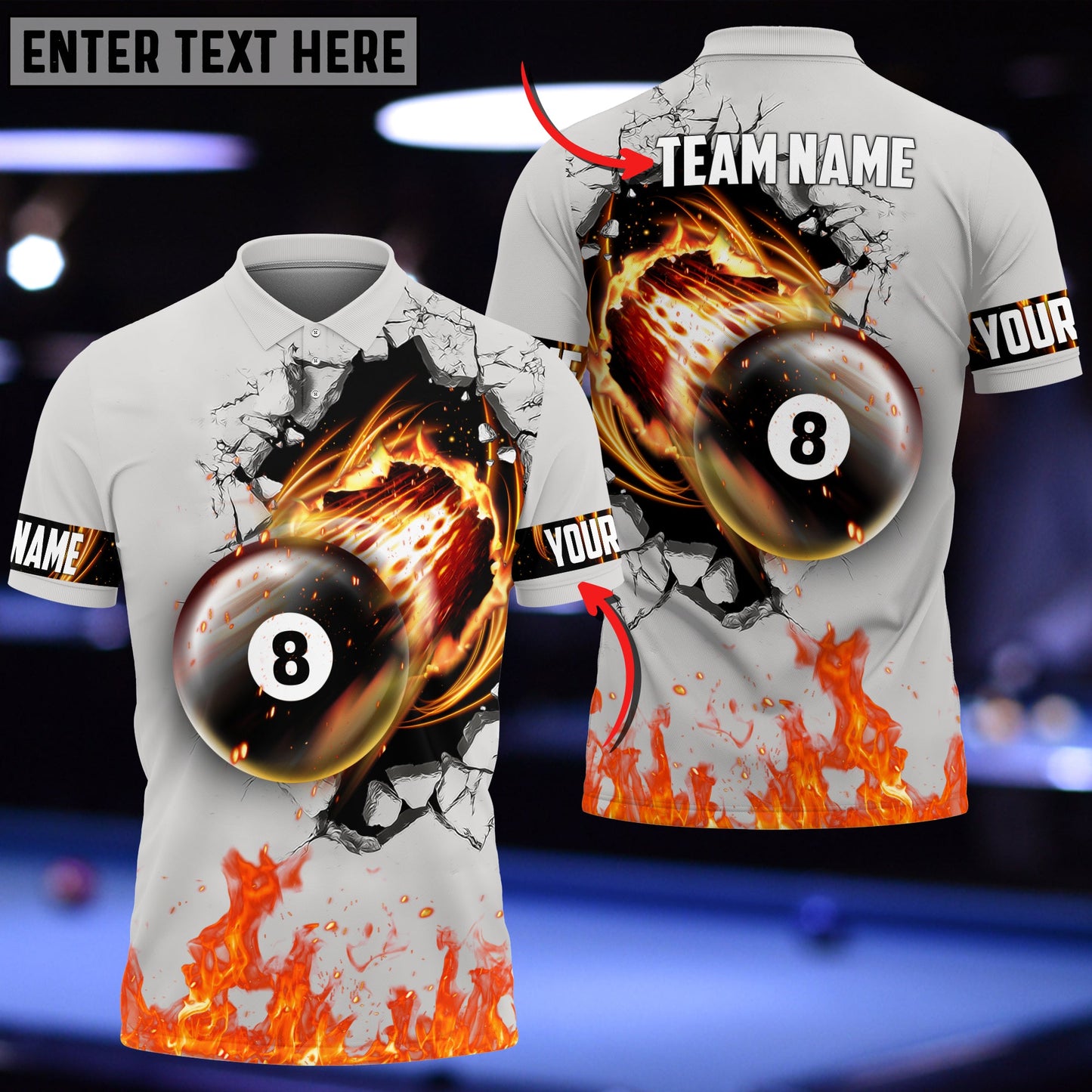 Lasfour Billiard Ball Fire Personalized Name 3D Shirt BIA0858