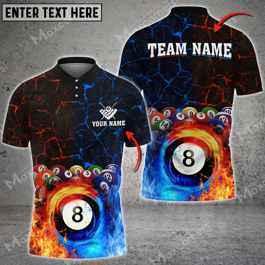 Lasfour Billiards 8 Ball Water And Fire Personalized Name 3D Shirt BIA0351