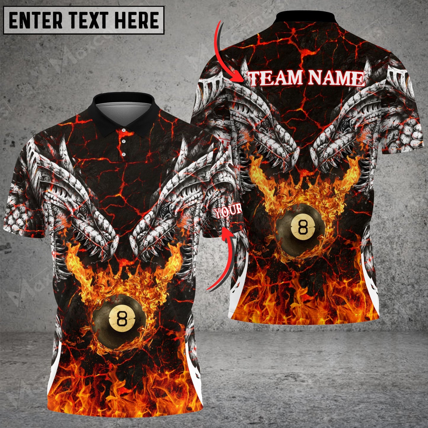 Lasfour Fire Dragon Billiards Personalized Name Unisex Shirt BIA0423