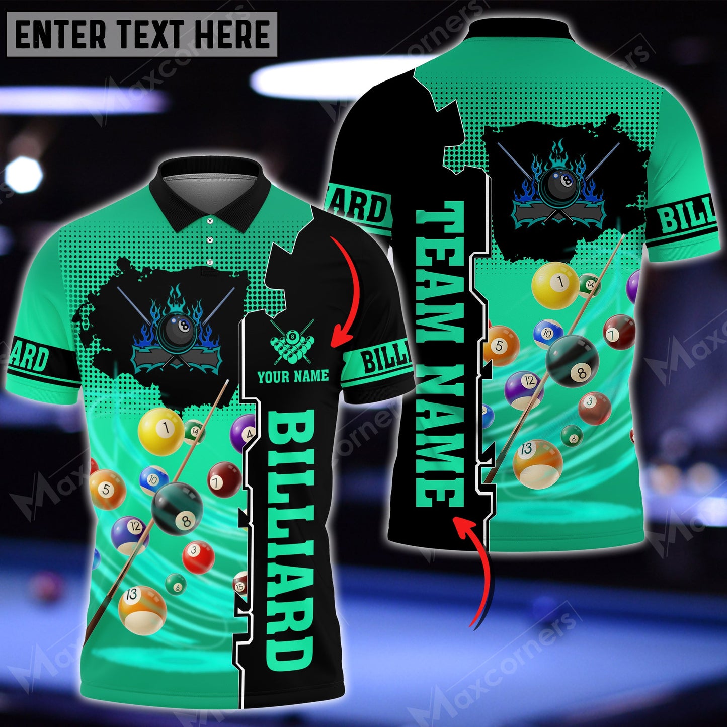 Lasfour Billiards Tornado Multi Color Options Personalized Name 3D Shirt BIA0301