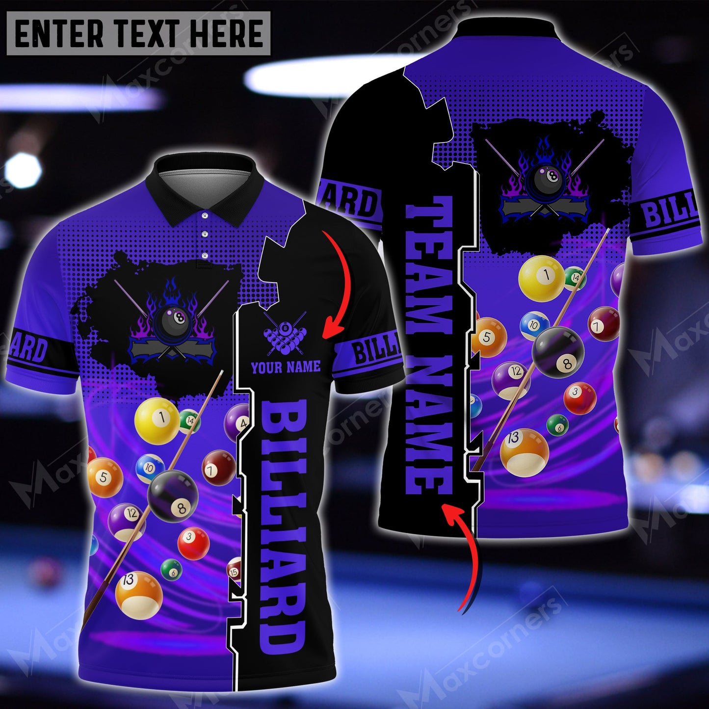 Lasfour Billiards Tornado Multi Color Options Personalized Name 3D Shirt BIA0301