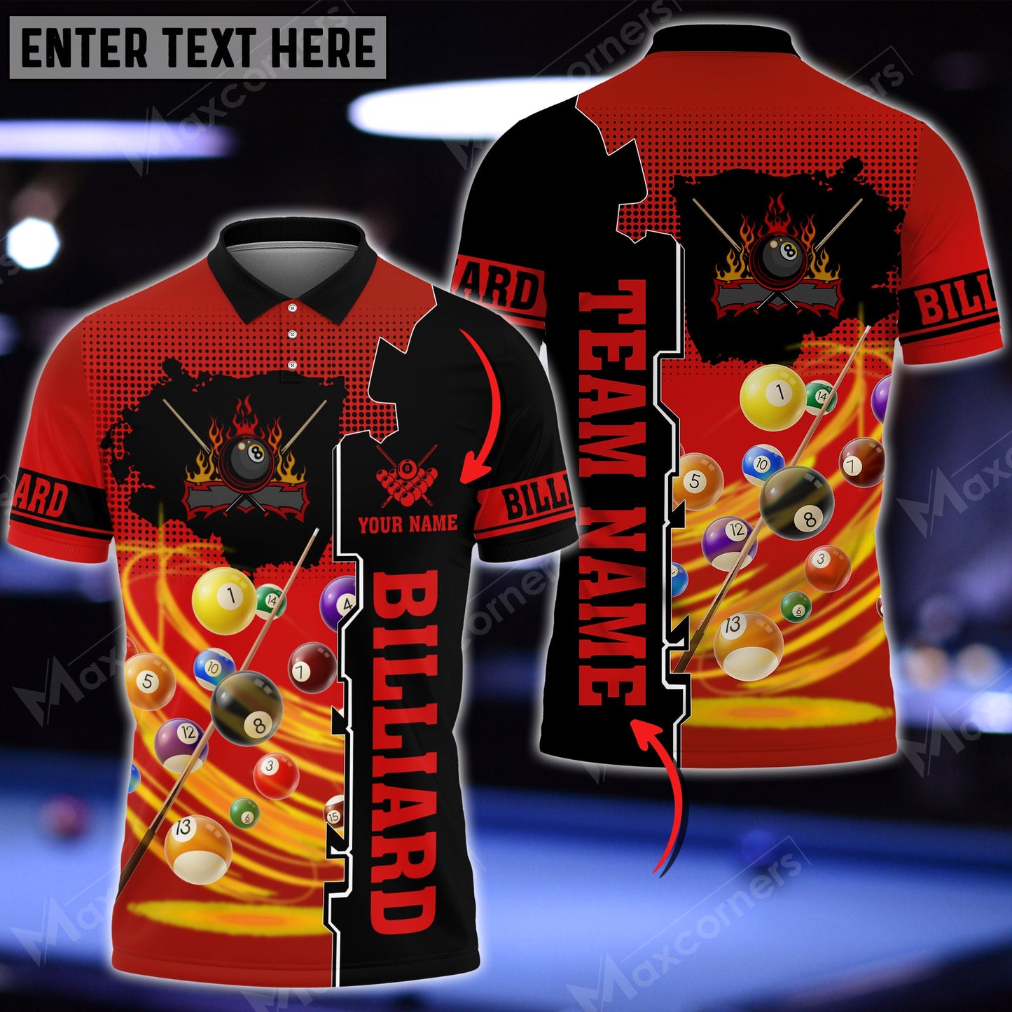 Lasfour Billiards Tornado Multi Color Options Personalized Name 3D Shirt BIA0301